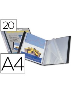 CARPETA LIDERPAPEL PERSONALIZA 37715 20 FUNDAS CANGURO POLIPROPILENO DIN A4 NEGRA PORTADA Y LOMO PERSONALIZABLE