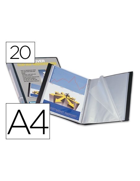 CARPETA LIDERPAPEL PERSONALIZA 37715 20 FUNDAS CANGURO POLIPROPILENO DIN A4 NEGRA PORTADA Y LOMO PERSONALIZABLE