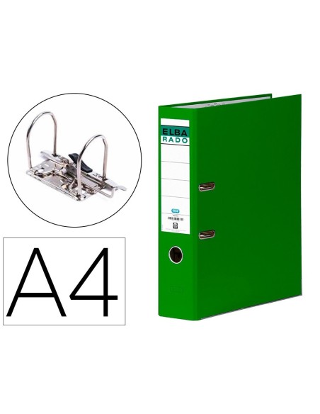 ARCHIVADOR DE PALANCA ELBA CARTON FORRADO DIN A4 VERDE LOMO DE 80 MM RADO CHIC