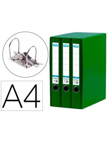 MODULO ELBA 3 ARCHIVADORES DE PALANCA DIN A4 2 ANILLAS VERDE LOMO DE 50 MM