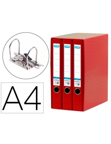 MODULO ELBA 3 ARCHIVADORES DE PALANCA DIN A4 2 ANILLAS ROJO LOMO DE 50 MM