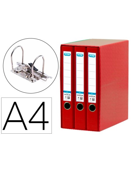 MODULO ELBA 3 ARCHIVADORES DE PALANCA DIN A4 2 ANILLAS ROJO LOMO DE 50 MM