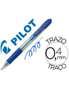 BOLIGRAFO PILOT SUPER GRIP AZUL RETRACTIL SUJECION DE CAUCHO TINTA BASE DE ACEITE