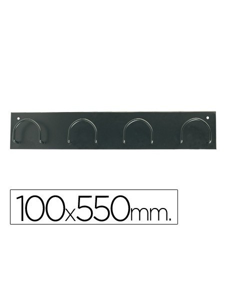 PERCHERO METALICO 611 PARED 4 COLGADORES COLOR NEGRO 55X10X5 CM