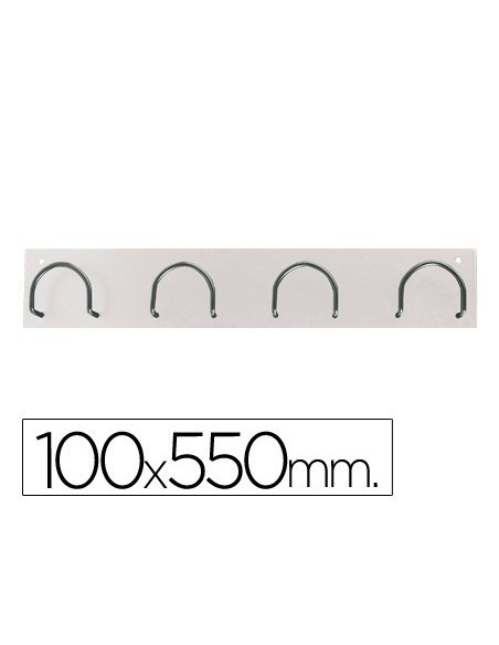PERCHERO METALICO 611 PARED 4 COLGADORES COLOR BLANCO 55X10X5 CM