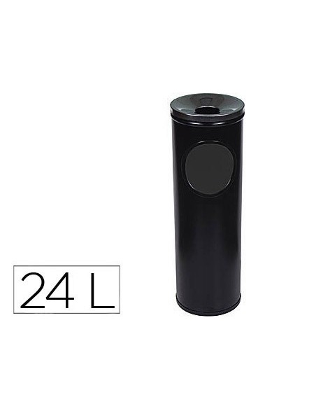 CENICERO PAPELERA REDONDO 401 NEGRO METALICO 66X21,5 CM