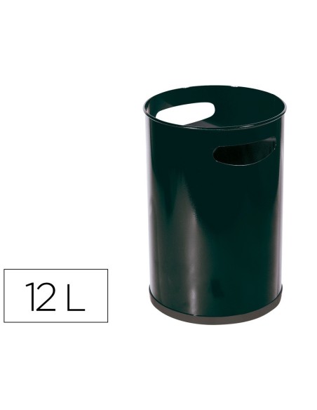 PAPELERA METALICA CON ASAS 101 NEGRA 32X21 CM 12 LITROS