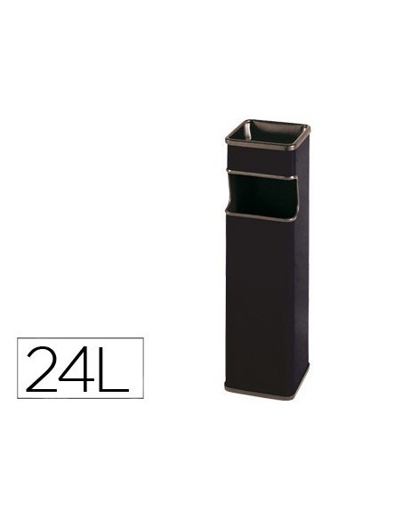 CENICERO PAPELERA CUADRADO 403 NEGRO METALICO 65X18X18 CM