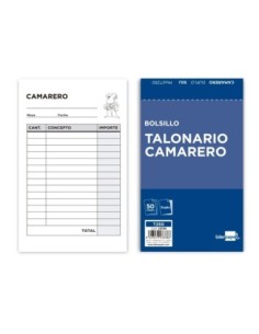 TALONARIO LIDERPAPEL CAMARERO BOLSILLO ORIGINAL Y COPIA T250