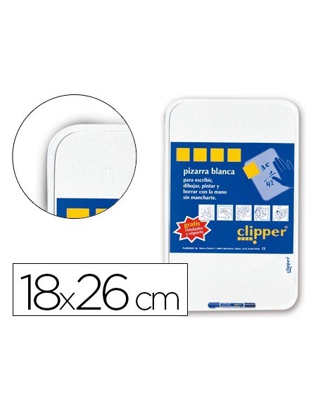 PIZARRA BLANCA CLIPPER PEQUEÑA 18X26 CM CON ROTULADOR