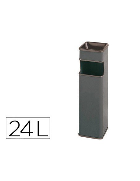 CENICERO PAPELERA CUADRADO 403 GRIS METALICO 65X18X18 CM