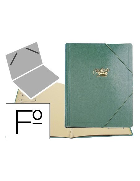 CARPETA CLASIFICADOR CARTON COMPACTO SARO FOLIO VERDE -12 DEPARTAMENTOS