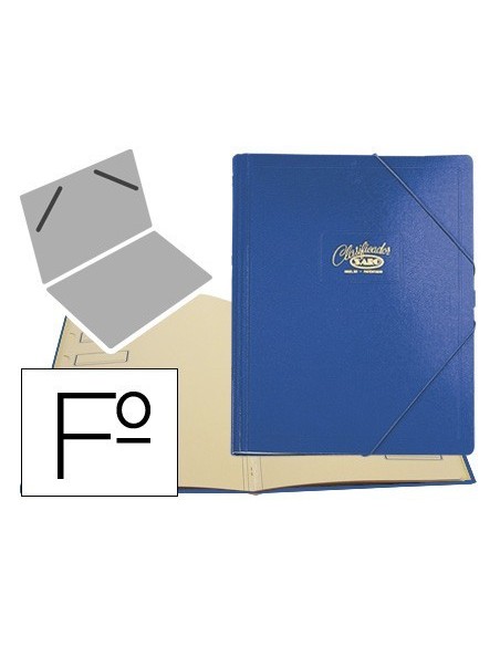 CARPETA CLASIFICADOR CARTON COMPACTO SARO FOLIO AZUL -12 DEPARTAMENTOS