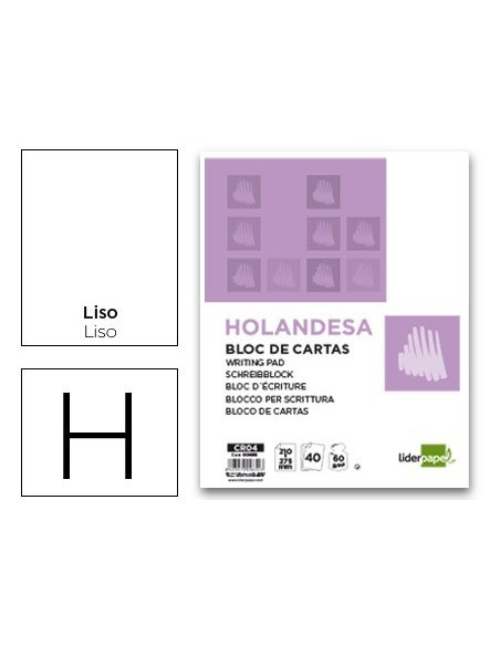 BLOC DE CARTAS LIDERPAPEL LISO HOLANDESA 40 HOJAS 60G/M2