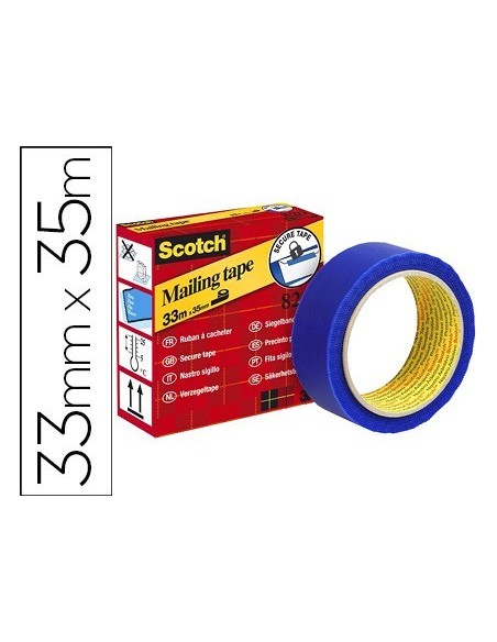 CINTA ADHESIVA SCOTCH POSTAL -AZUL -ROLLO DE 35 MT X 33 MM 820