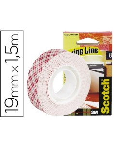 SOPORTE ADHESIVO CINTA SCOTCH DOBLE CARA SUPERRESINTENTE 1,5 MT X 19 MM