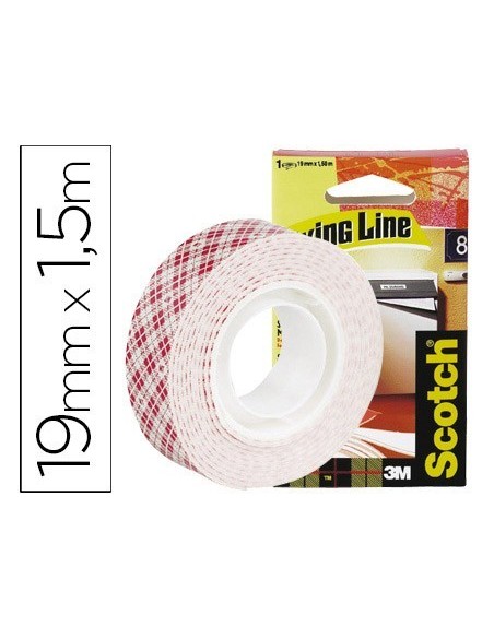 SOPORTE ADHESIVO CINTA SCOTCH DOBLE CARA SUPERRESINTENTE 1,5 MT X 19 MM
