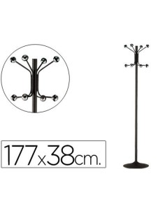 PERCHERO METALICO PIE 8 COLGADORES COLOR NEGRO 177X38 CM