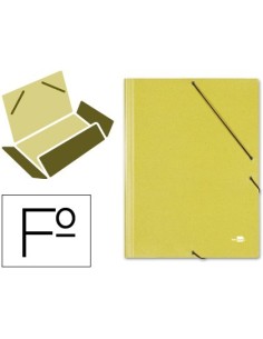 CARPETA LIDERPAPEL GOMAS FOLIO 3 SOLAPAS CARTON SIMIL PRESPAN AMARILLA