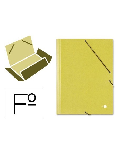 CARPETA LIDERPAPEL GOMAS FOLIO 3 SOLAPAS CARTON SIMIL PRESPAN AMARILLA