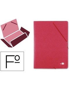 CARPETA LIDERPAPEL GOMAS FOLIO 3 SOLAPAS CARTON SIMIL PRESPAN ROJA