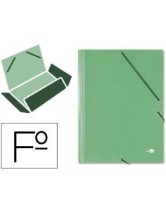 CARPETA LIDERPAPEL GOMAS FOLIO 3 SOLAPAS CARTON SIMIL PRESPAN VERDE