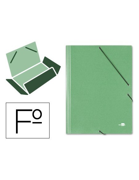 CARPETA LIDERPAPEL GOMAS FOLIO 3 SOLAPAS CARTON SIMIL PRESPAN VERDE