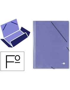 CARPETA LIDERPAPEL GOMAS FOLIO 3 SOLAPAS CARTON SIMIL PRESPAN AZUL