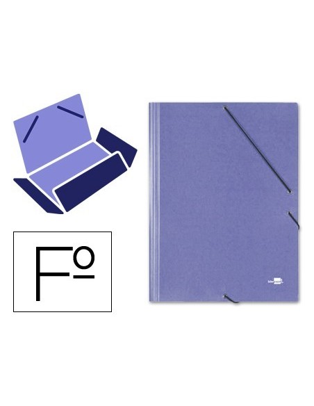CARPETA LIDERPAPEL GOMAS FOLIO 3 SOLAPAS CARTON SIMIL PRESPAN AZUL