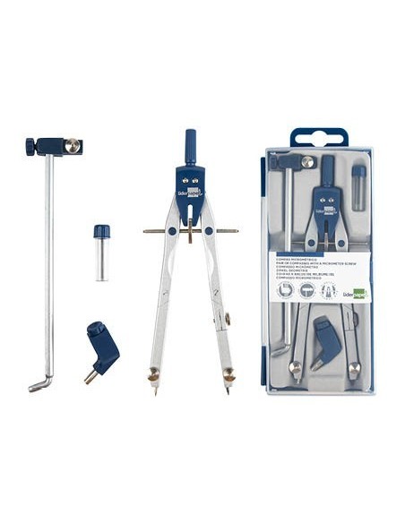 COMPAS LIDERPAPEL MICROMETRICO BK-304 CON ADAPTADOR Y ALARGADERA