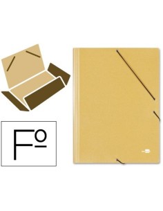 CARPETA LIDERPAPEL GOMAS FOLIO 3 SOLAPAS CARTON PRESPAN AMARILLA