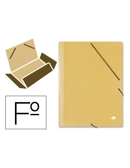 CARPETA LIDERPAPEL GOMAS FOLIO 3 SOLAPAS CARTON PRESPAN AMARILLA