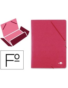 CARPETA LIDERPAPEL GOMAS FOLIO 3 SOLAPAS CARTON PRESPAN ROJA