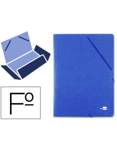 CARPETA LIDERPAPEL GOMAS FOLIO 3 SOLAPAS CARTON PRESPAN AZUL