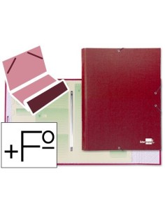 CARPETA CLASIFICADORA LIDERPAPEL 12 DEPARTAMENTOS FOLIO PROLONGADO CARTON FORRADO ROJA