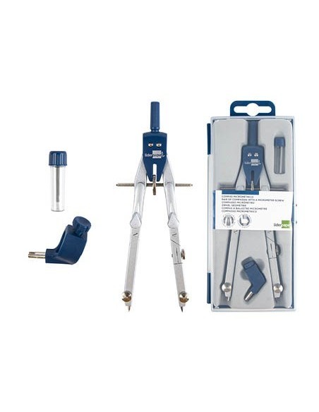 COMPAS LIDERPAPEL MICROMETRICO CON BIGOTERA RAPIDA Y ADAPTADOR