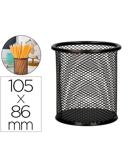 CUBILETE PORTALAPICES Q-CONNECT METAL REJILLA DIAMETRO 86 MM ALTURA 105 MM NEGRO