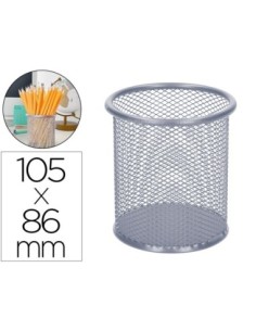 CUBILETE PORTALAPICES Q-CONNECT REJILLA METAL DIAMETRO 86 MM ALTURA 105 MM PLATA