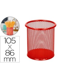 CUBILETE PORTALAPICES Q-CONNECT METAL REJILLA DIAMETRO 86 MM ALTURA 105 MM ROJO