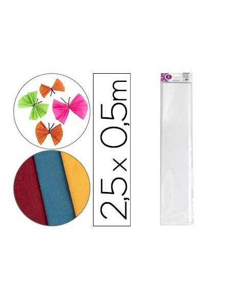 PAPEL CRESPON LIDERPAPEL 50 CM X 2.5M 34G/M2 BLANCO