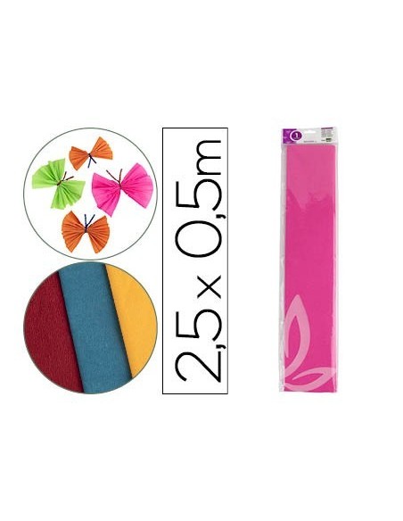 PAPEL CRESPON LIDERPAPEL 50 CM X 2.5M 34G/M2 ROSA