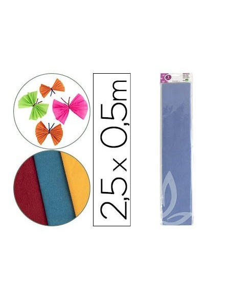 PAPEL CRESPON LIDERPAPEL 50 CM X 2.5M 34G/M2 CELESTE