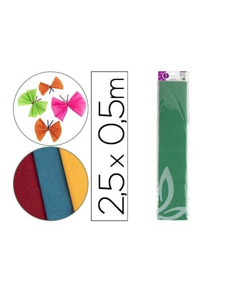 PAPEL CRESPON LIDERPAPEL 50 CM X 2.5M 34G/M2 VERDE