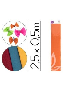 PAPEL CRESPON LIDERPAPEL 50 CM X 2.5M 34G/M2 NARANJA CLARO