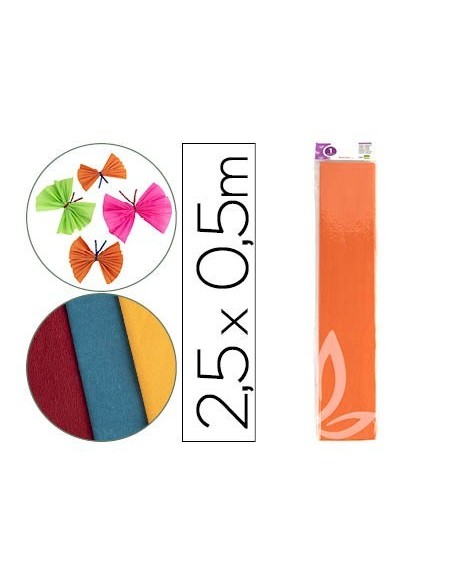 PAPEL CRESPON LIDERPAPEL 50 CM X 2.5M 34G/M2 NARANJA CLARO