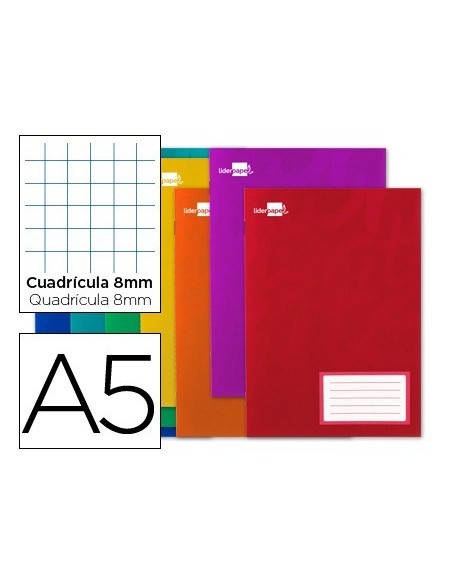 LIBRETA LIDERPAPEL SMART A5 32 HOJAS 60G/M2CUADRO 8MM CON MARGEN