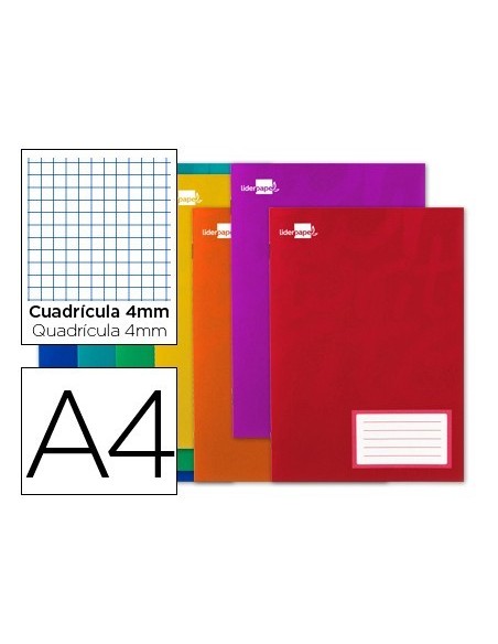 LIBRETA LIDERPAPEL SMART A4 32 HOJAS 60G/M2 CUADRO 4MM CON MARGEN