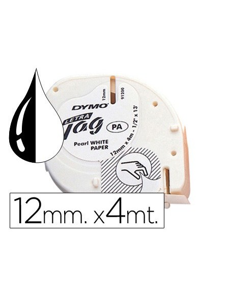 CINTA DYMO PAPEL 12MMX4MT NEGRO/BLANCO PARA LETRATAG