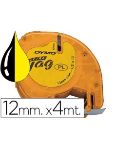 CINTA DYMO 12MMX4MT -NEGRO/HIPERAMARILLO PARA MAQUINA LETRATAG