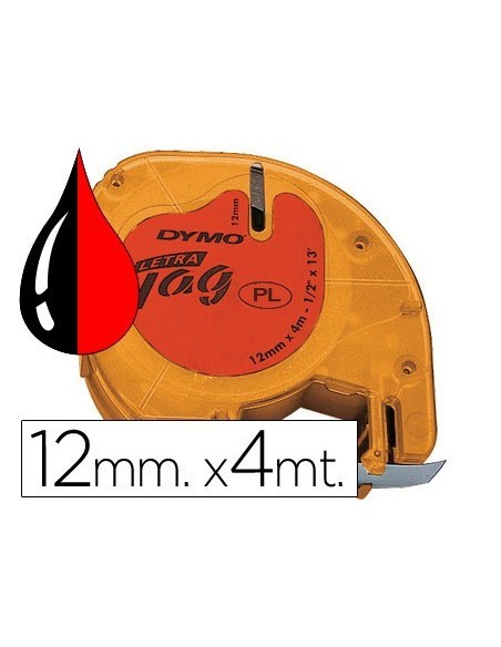 CINTA DYMO 12MMX4MT -NEGRO/ROJO COSMICO PARA MAQUINA LETRATAG